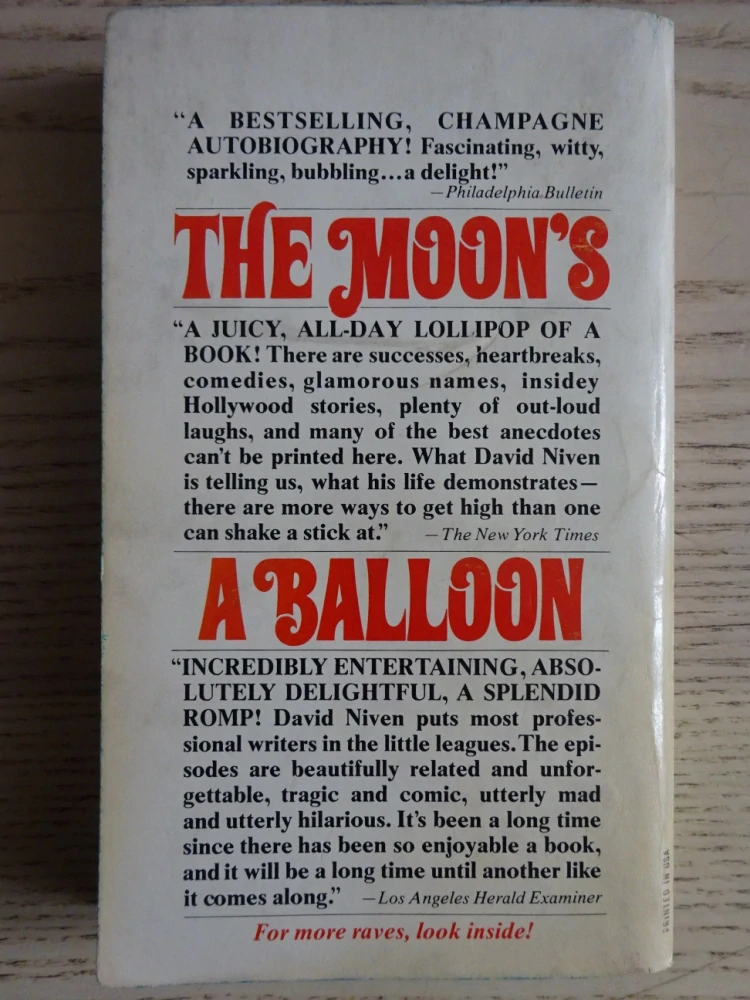 THE MOON'S A BALLOON, DAVID NIVEN, **an