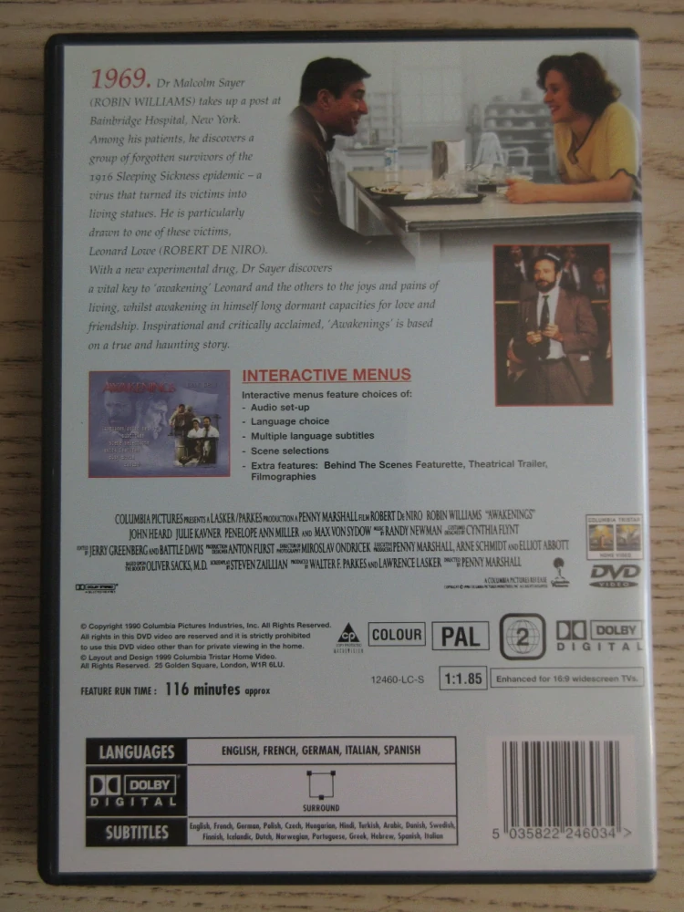 ČAS PROBUZENÍ, R. DE NIRO, R. WILLIAMS, DVD FILM