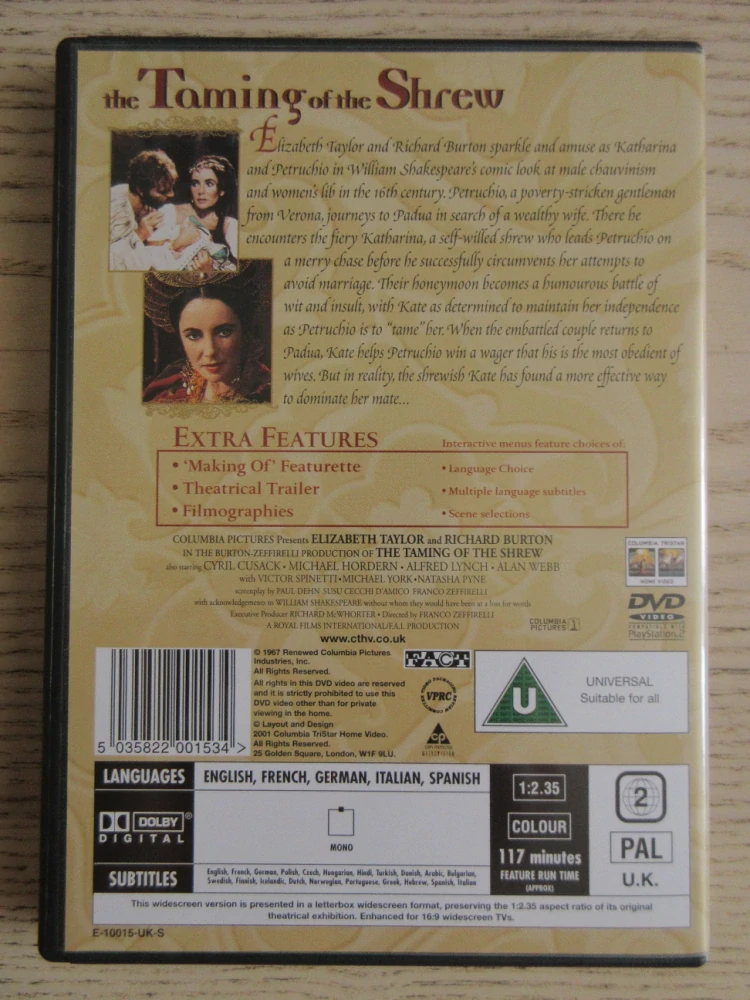 ZKROCENÍ ZLÉ ŽENY, E. TAYLOR, R. BURTON, DVD FILM