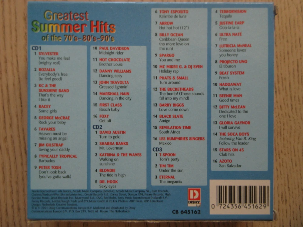 GREATEST SUMMER HITS OF THE 70'S-80'S-90'S, 3X CD HUDBA