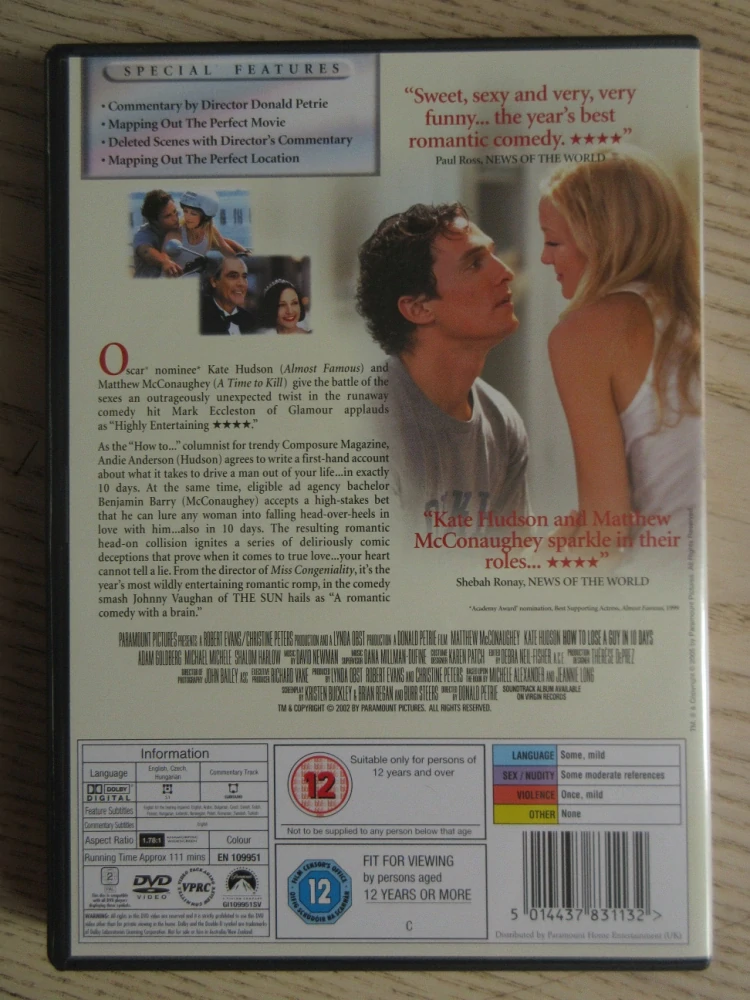 JAK ZTRATIT KLUKA V 10 DNECH, K.HUDSON, GB OBAL, ČESKÝ DABING, DVD FILM