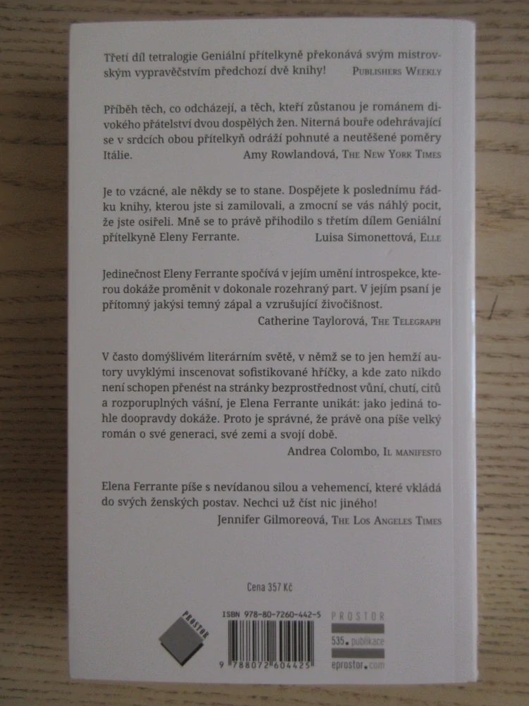 GENIÁLNÍ PŘÍTELKYNĚ, 3. DÍL, ELENA FERRANTE, **an