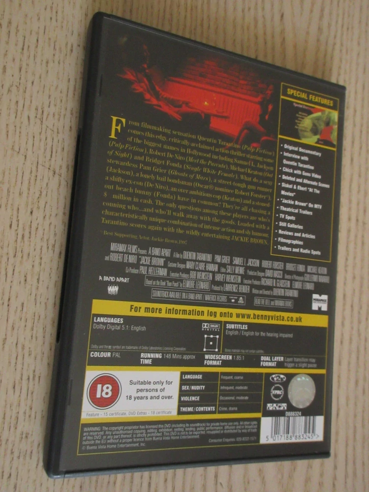 JACKIE BROWN, P.GRIER, Q.TARANTINO, GB OBAL, 2X ČESKÉ DVD FILM