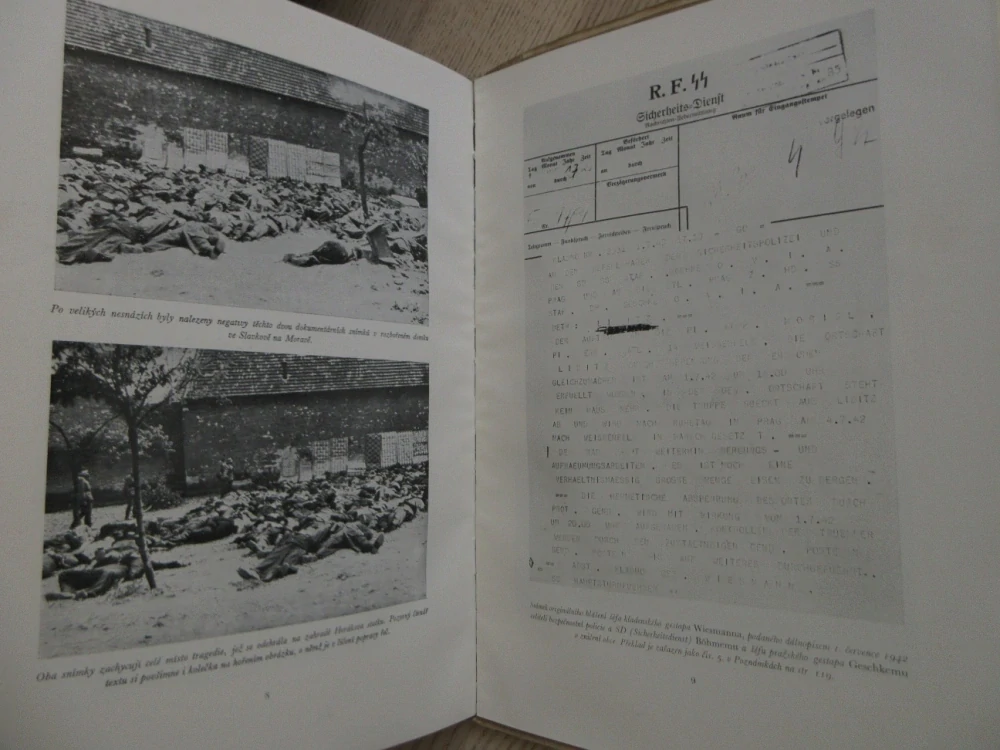 LIDICE: ČIN KRVAVÉHO TERORU A PORUŠENÍ ZÁKONŮ I ZÁKLADNÍCH LIDSKÝCH PRÁV, 1946, **an