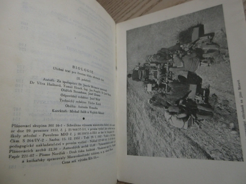 BIOLOGIE, UČEBNÍ TEXT PRO ČTVRTOU TŘÍDU STŘEDNÍCH ŠKOL, 1952, **an