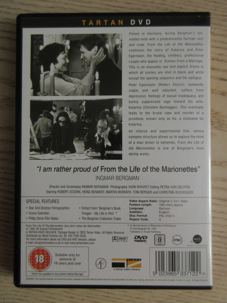 ZE ŽIVOTA LOUTEK, I.BERGMAN, GB OBAL, ČESKÉ TIT., 2XDVD FILM
