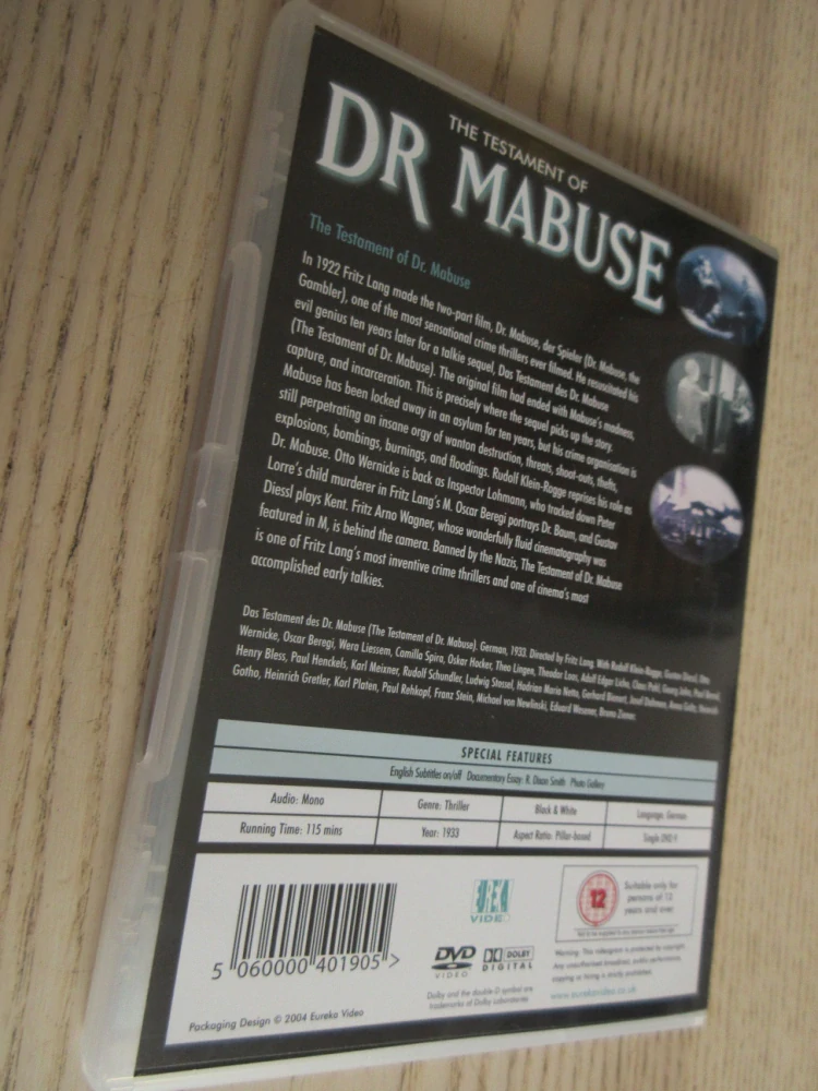 ZÁVĚŤ DR.MABUSE, GB OBAL, ČESKÉ TIT., 2XDVD FILM