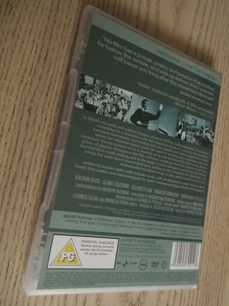 ZKOUŠKA ORCHESTRU, FELLINI, GB OBAL, ČESKÁ VERZE, 3XDVD FILM