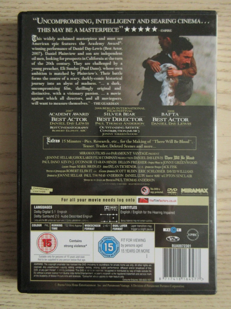 THERE WILL BE BLOOD, D. DAY-LEWIS, P. DANO, GB OBAL, 2X DVD FILM
