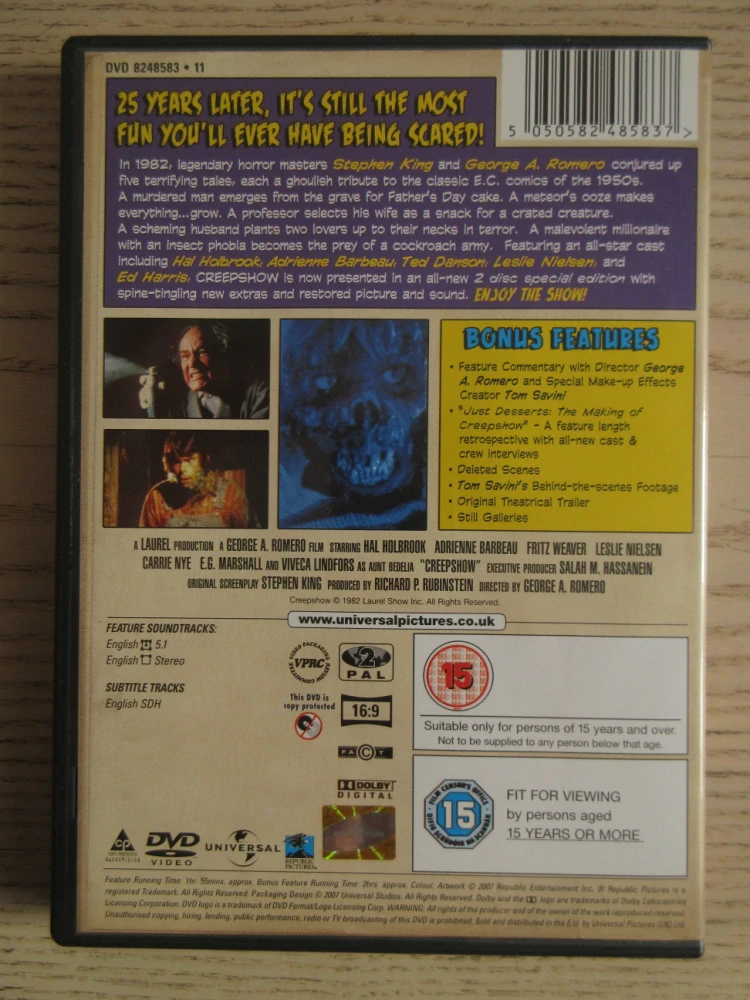 CREEPSHOW, S. KING, G. A. ROMERO, GB OBAL, 2X DVD FILM