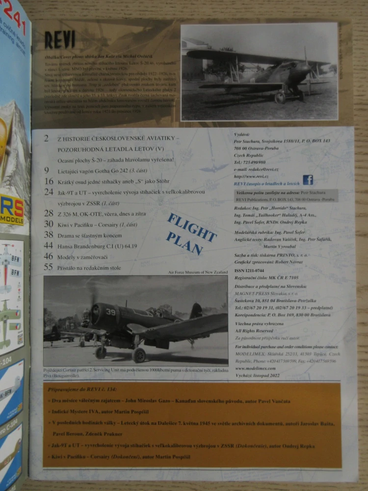 REVI Č. 133/2022 - LETECTVÍ, LETCI, AJ., MODELÁŘSTVÍ