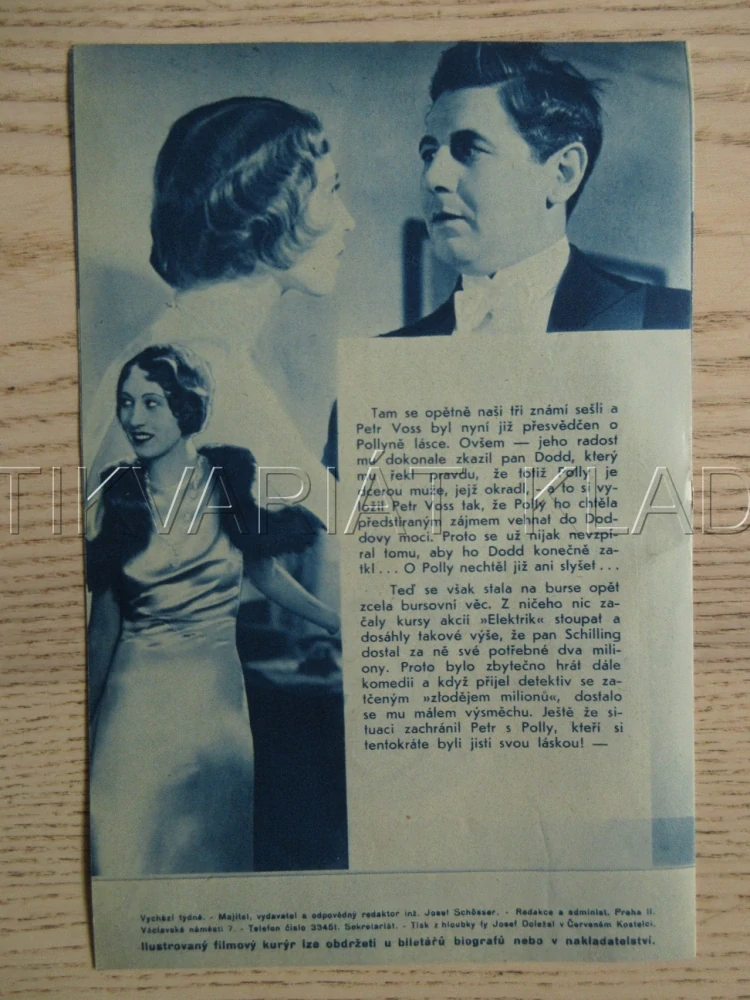PETR VOSS ZLODĚJ MILIONŮ, W. FORST, O. WERNICKE, A. TREFFOVÁ, BIO PROGRAM ZŠ Č. 76, 1932