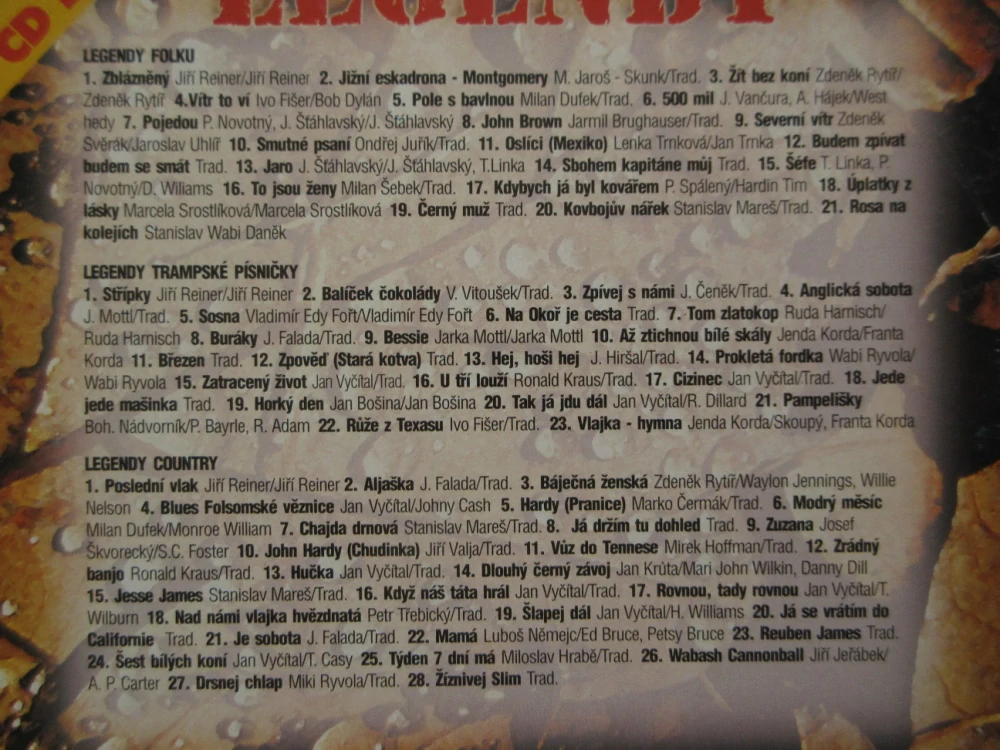 LEGENDY, FOLK, COUNTRY, TRAMPSKÁ PÍSNIČKA, 3X CD HUDBA