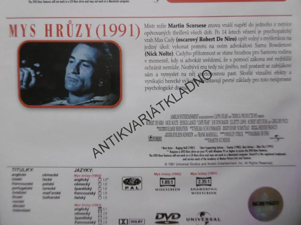 MYS HRŮZY 1962, 1991,2 DVD FILM