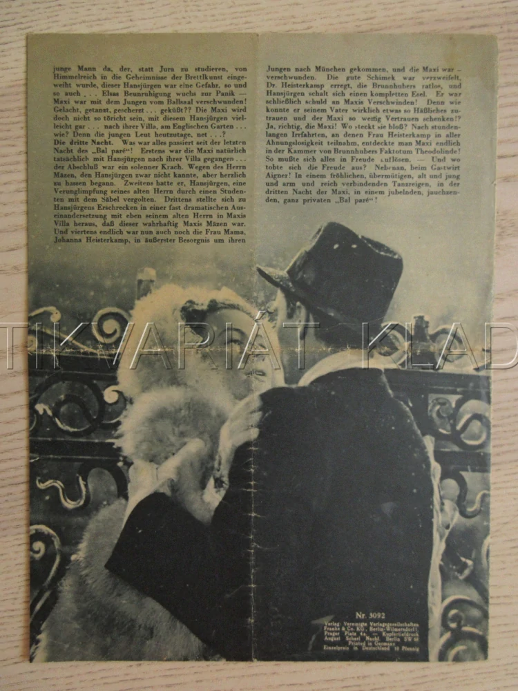 BAL PARÉ, P. HARTMANN, I. WERNER, H. STELZER, FILM NĚM. ŘÍŠE, FILM KURIER VBŠ Č. 3092