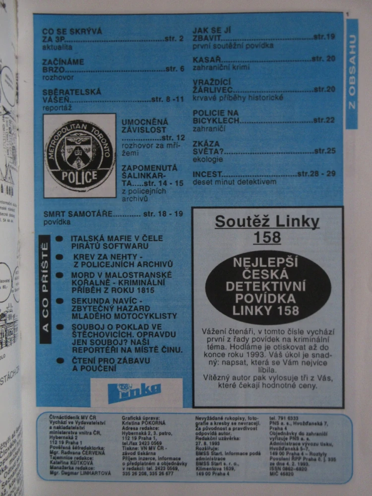 ČASOPIS 158 LINKA, POLICIE, 18/1993 