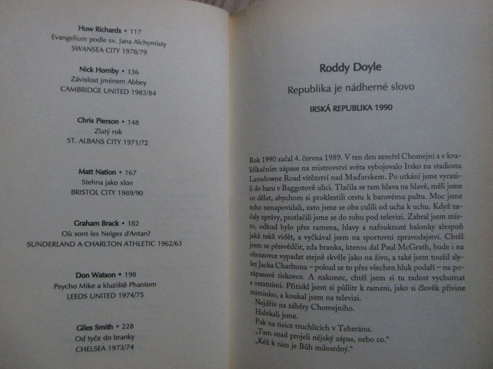 MŮJ OBLÍBENÝ ROK, SBÍRKA FOTBALOVÝCH POVÍDEK A ESEJŮ, NICK HORNBY, **an