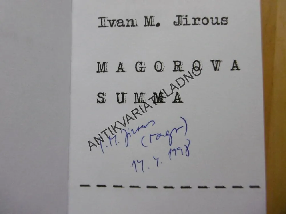 MAGOROVA SUMMA, IVAN M. JIROUS - AUTOGRAM