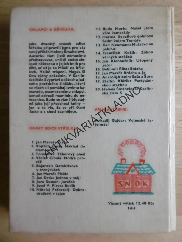 KARLÍNSKÁ ČÍSLO 5, HELENA ŠMAHELOVÁ 1961, FENCLOVÁ, **an