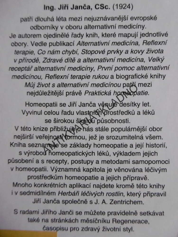 PRAKTICKÁ HOMEOPATIE,JIŘÍ JANČA, měkká vazba**an