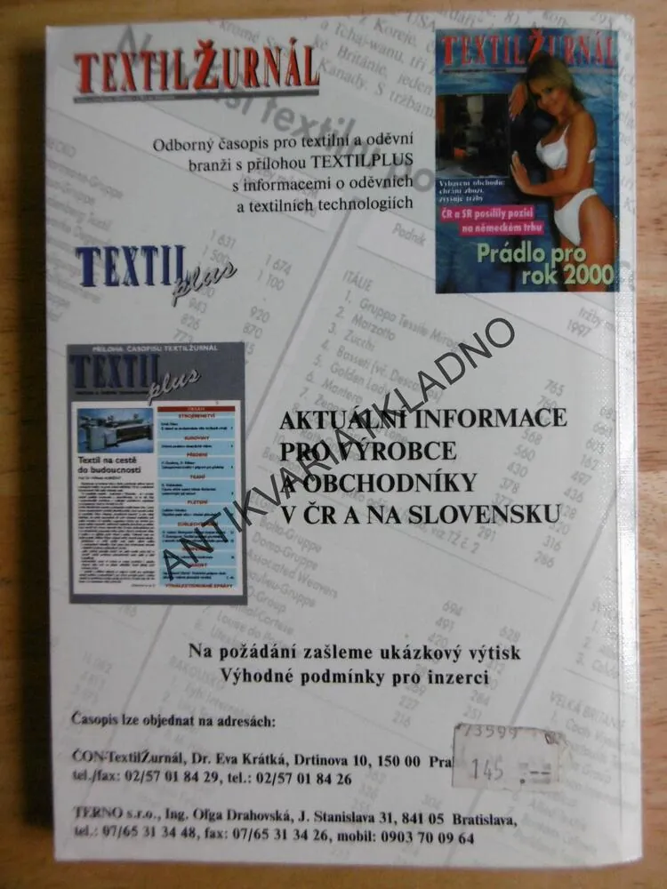 ODĚVNÍ TECHNOLOGIE, 1., VELÍKOVÁ