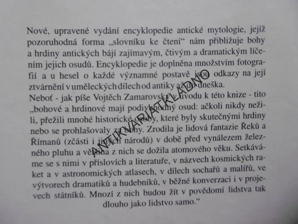 BOHOVÉ A HRDINOVÉ ANTICKÝCH BÁJÍ, VOJTĚCH ZAMAROVSKÝ