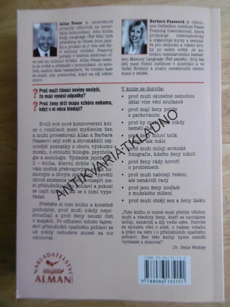 PROČ MUŽI NEPOSLOUCHAJÍ A ŽENY NEUMĚJÍ ČÍST V MAPÁCH, ALLAN A BARBARA PEASOVI, **an