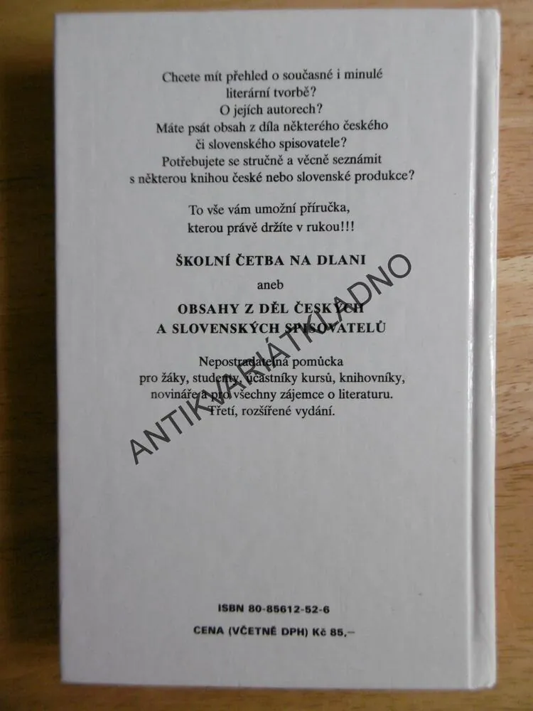ŠKOLNÍ ČETBA NA DLANI, OBSAHY Z DĚL ČESKÝCH A SLOVENSKÝCH SPISOVATELŮ