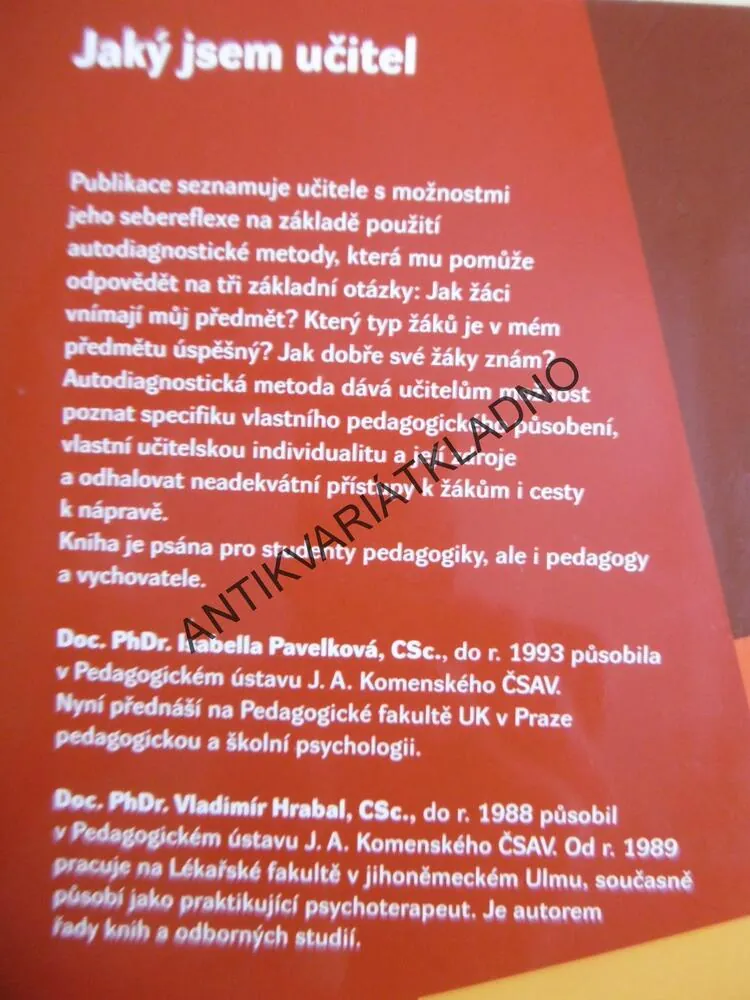 JAKÝ JSEM UČITEL, HRABAL, PAVELKOVÁ
