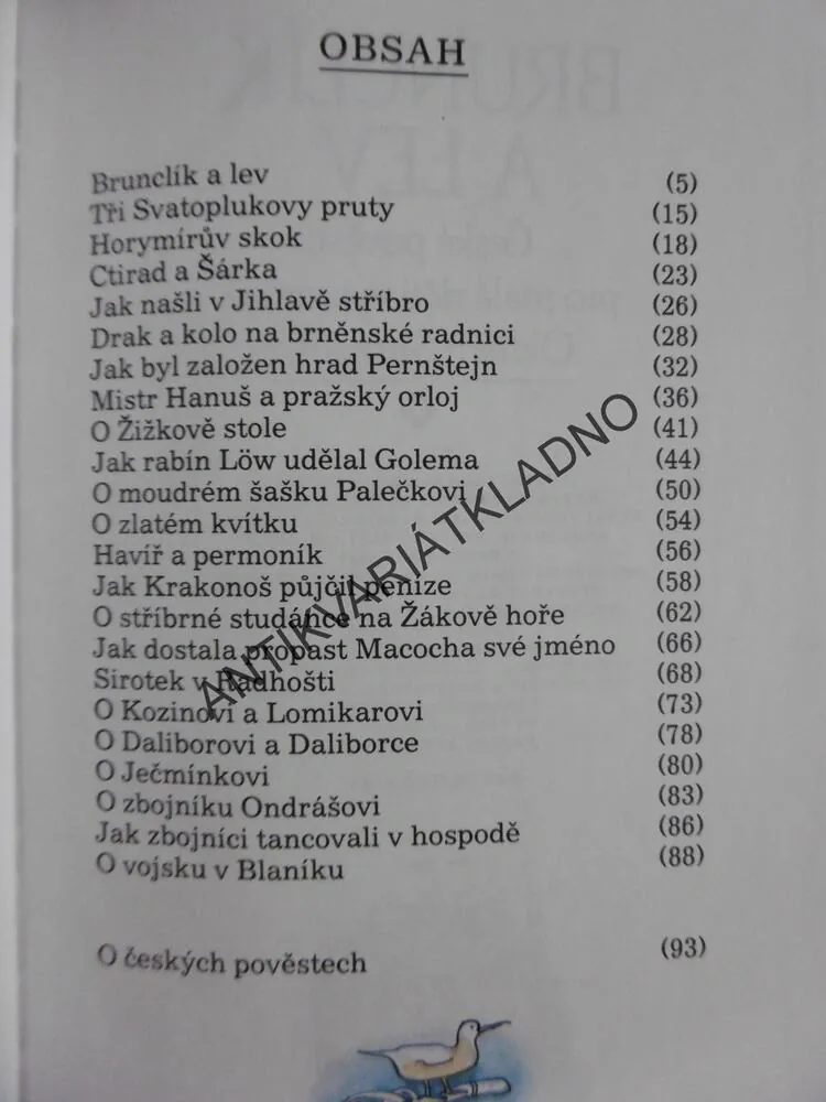 BRUNCLÍK A LEV, ČESKÉ POVĚSTI PRO MALÉ DĚTI, OLDŘICH SIROVÁTKA, **an