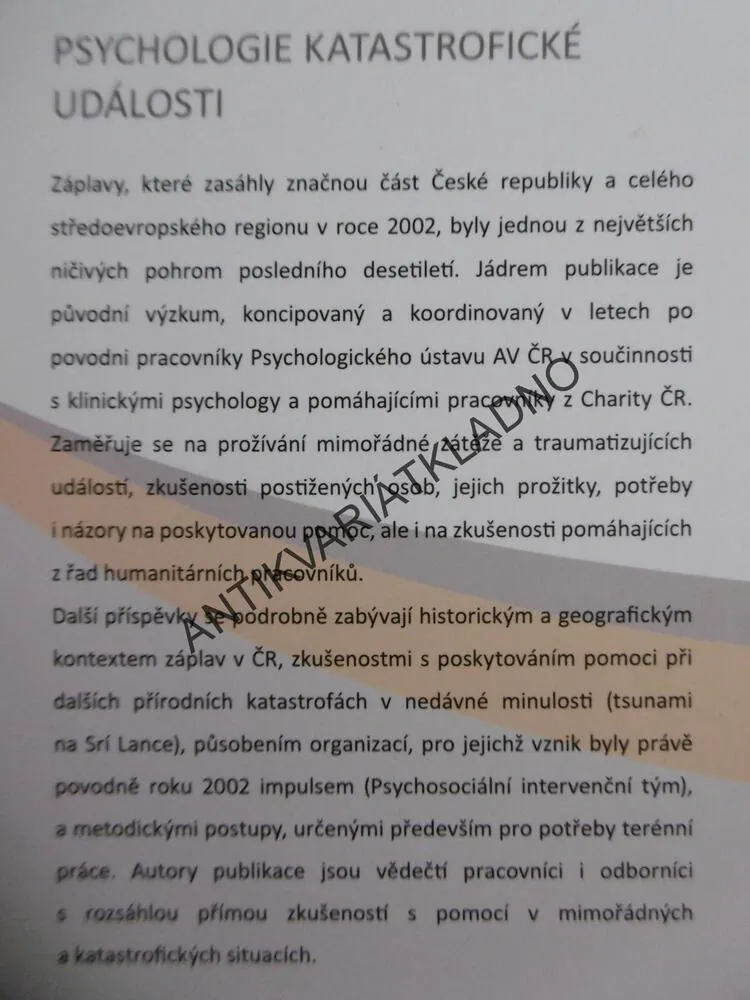 PSYCHOLOGIE KATASTROFICKÉ UDÁLOSTI