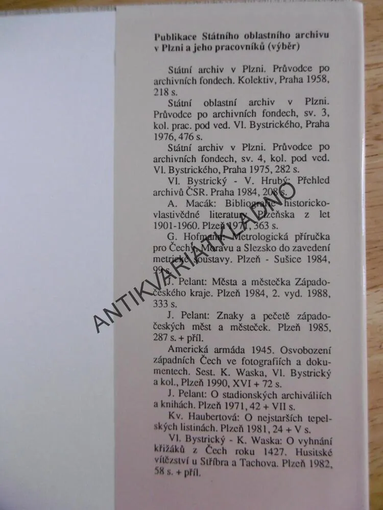 SOUPIS ZÁPADOČESKÝCH URBÁŘŮ, STÁTNÍ OBLASTNÍ ARCHIV V PLZNI, **an
