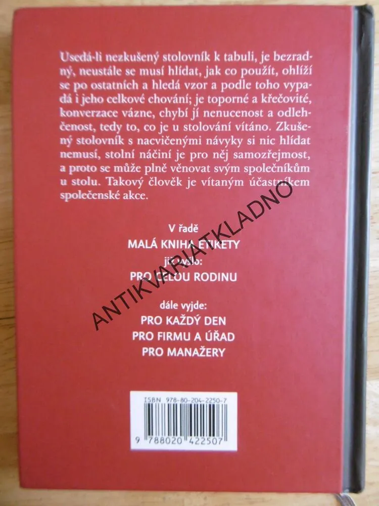 MALÁ KNIHA ETIKETY,U STOLU, LADISLAV ŠPAČEK,**an