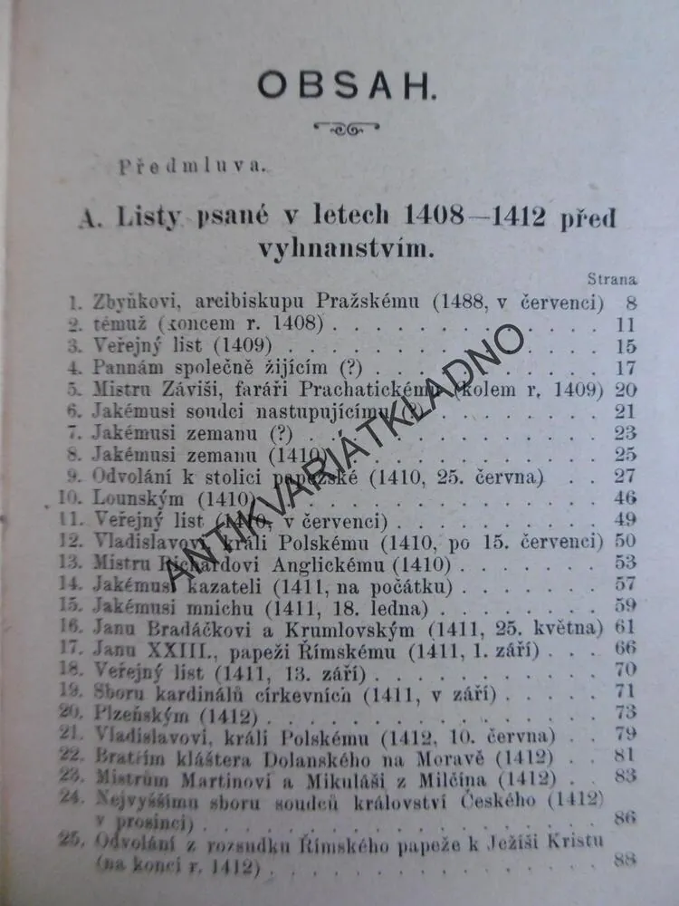 LISTY HUSOVY, BOHUMIL MAREŠ, 1901