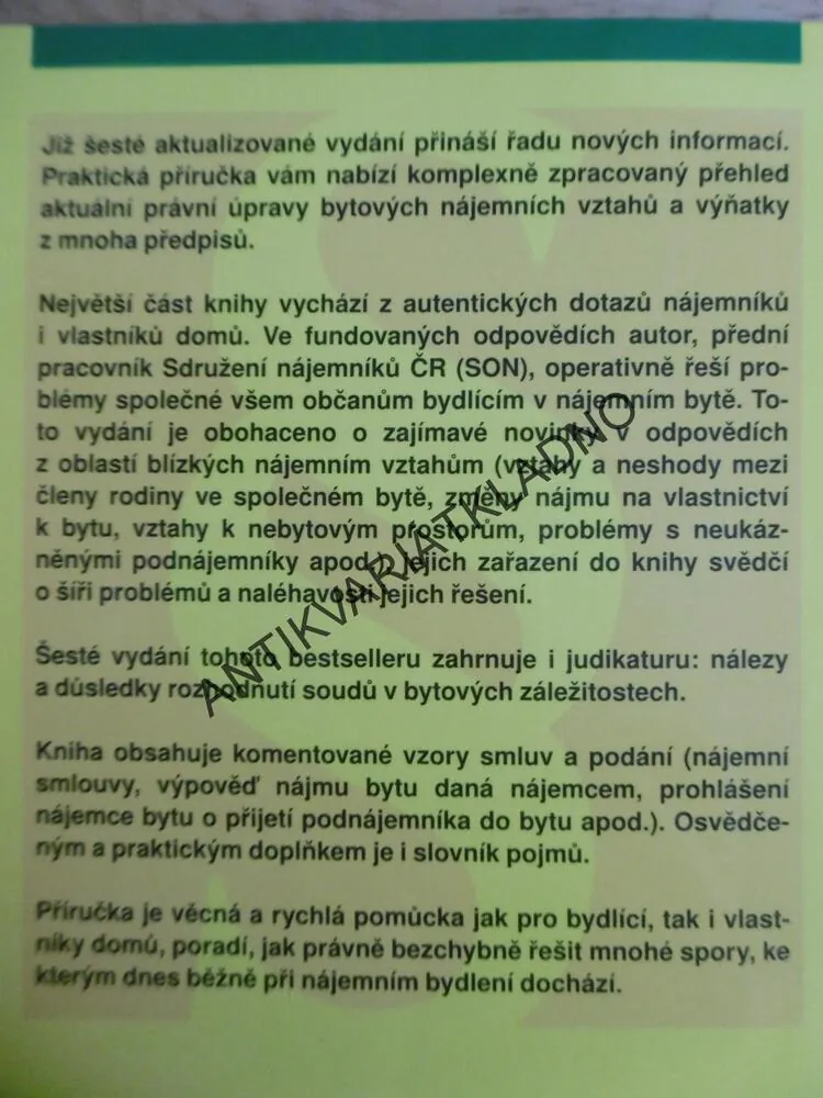 RÁDCE NÁJEMNÍKA BYTU, MILAN TARABA, NEJČASTĚJŠÍ PROBLÉMY, VZORY SMLUV A PODÁNÍ, **an