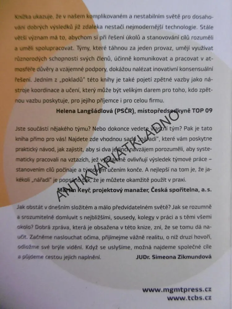 TAJEMSTVÍ SPOLUPRÁCE V TÝMECH, KUBÁTOVÁ A SPOL., ACTION LEARNING, **an