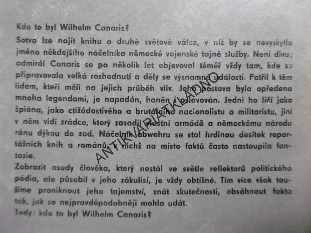 ADMIRÁL CANARIS, J. KOKOŠKA, **an