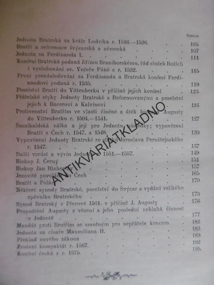 STRUČNÉ VYPRAVOVÁNÍ Z DĚJIN JEDNOTY BRATRSKÉ, ČENĚK VÁŠA, 1894,