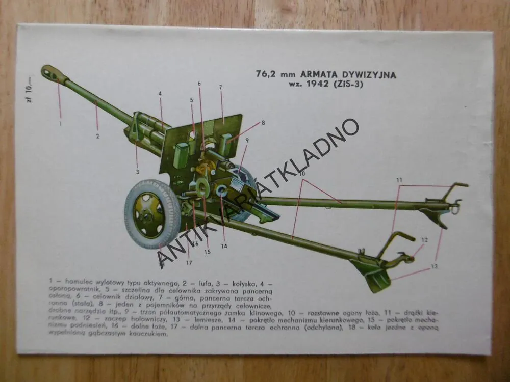 ARMATA DYWIZYJNA ZIS-3, DĚLO, , POLSKY, SEŠIT Č.49, ZBRANĚ,