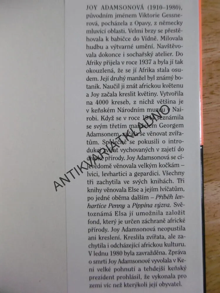 PŘÍBĚH LVICE ELSY, JOY ADAMSONOVÁ, **an