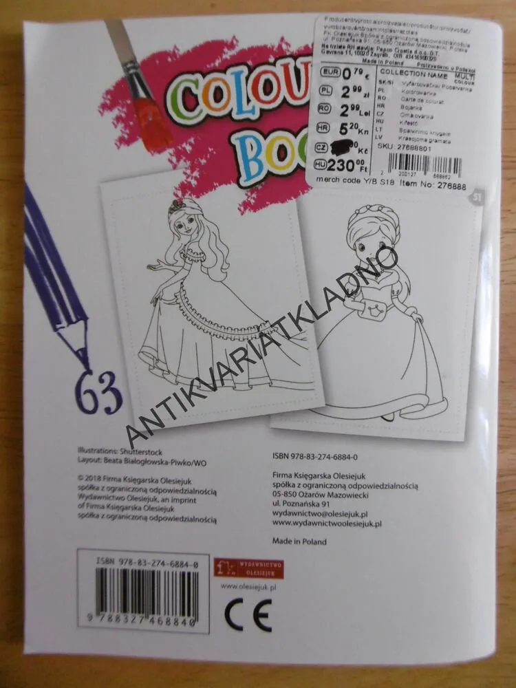 PRINCEZNY - OMALOVÁNKY, COLOURING BOOK, 