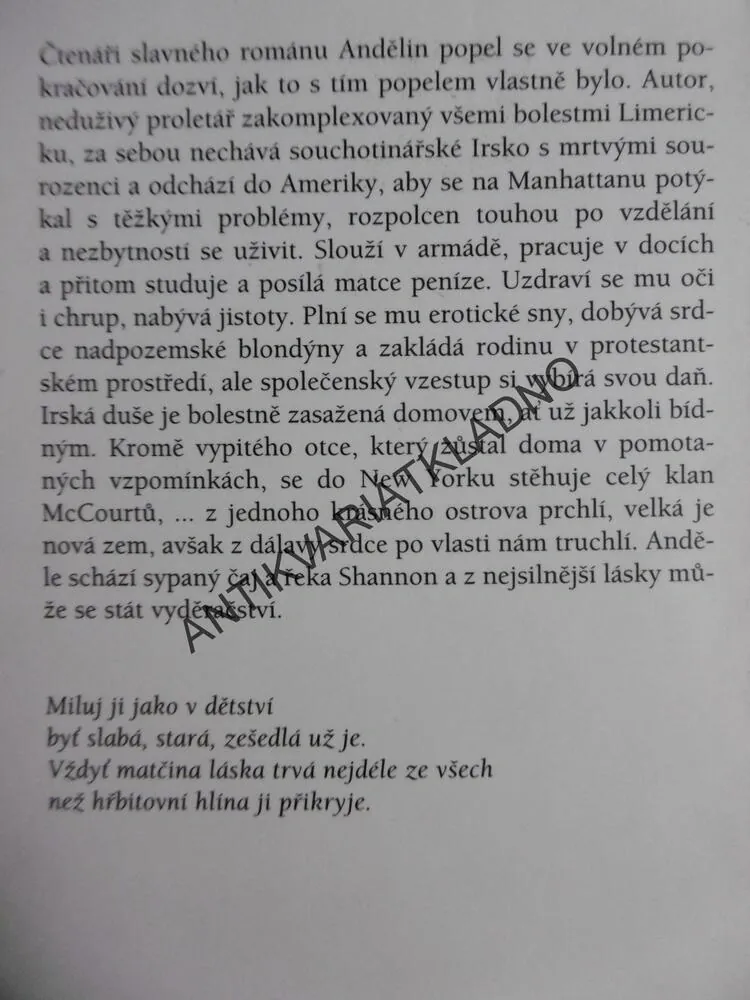 ANDĚLINA ZEMĚ, FRANK MCCOURT