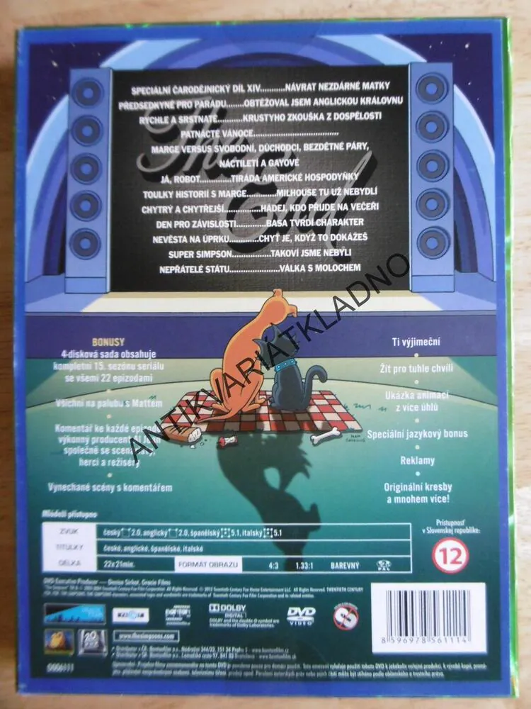 SIMPSONOVI, KOMPLETNÍ PATNÁCTÁ SÉRIE, 3 DVD FILM