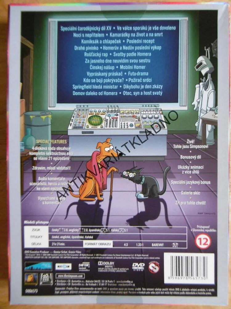 SIMPSONOVI, KOMPLETNÍ ŠESTNÁCTÁ SÉRIE, 3 DVD FILM