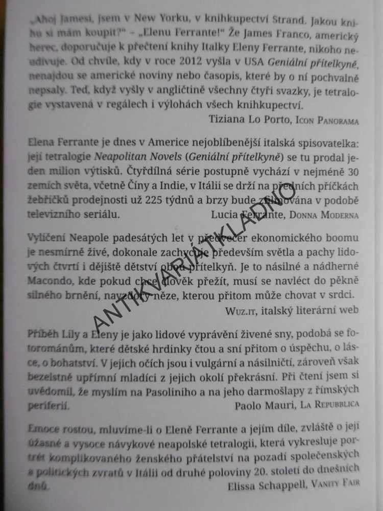 GENIÁLNÍ PŘÍTELKYNĚ,1., ELENA FERRANTE, **an
