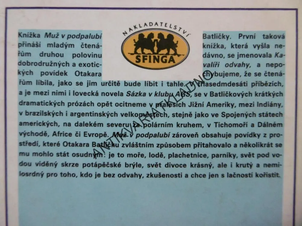 MUŽ V PODPALUBÍ, OTAKAR BATLIČKA, BOHUMIL KONEČNÝ, **an