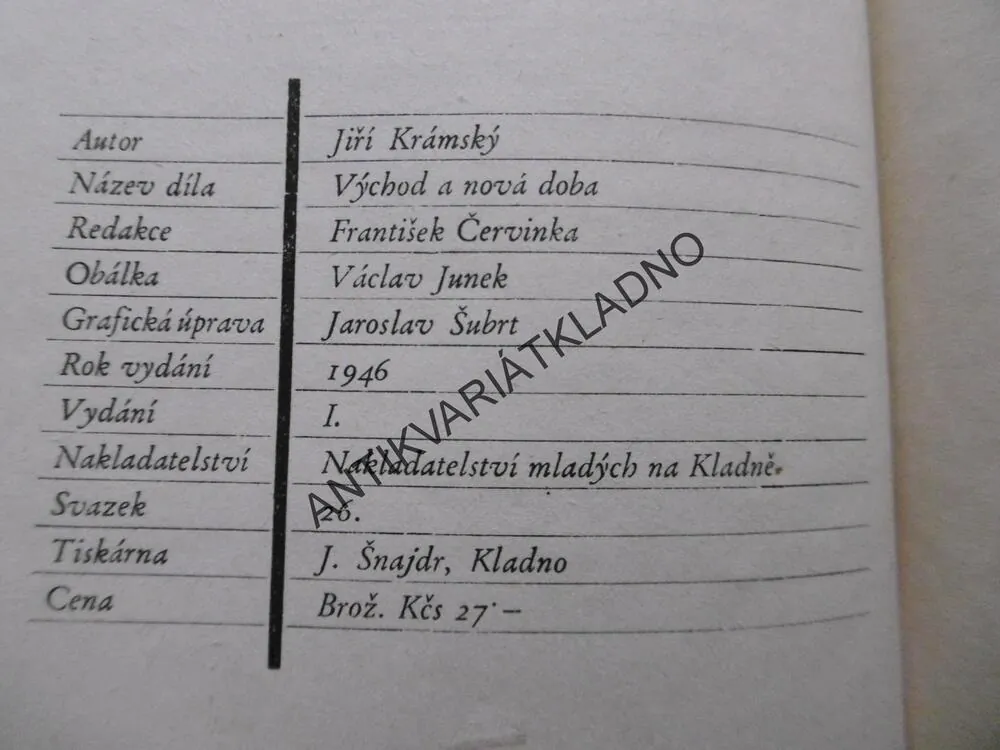 VÝCHOD A NOVÁ DOBA, JIŘÍ KRÁMSKÝ, 1946