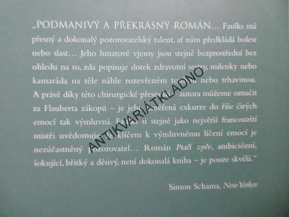 PTAČÍ ZPĚV, SEBASTIAN FAULKS, **an