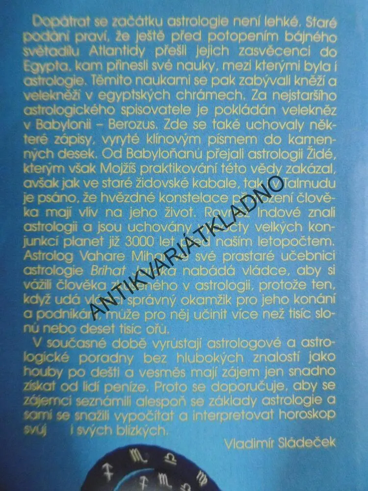 ZÁKLADY ASTROLOGIE, VLADIMÍR SLÁDEČEK