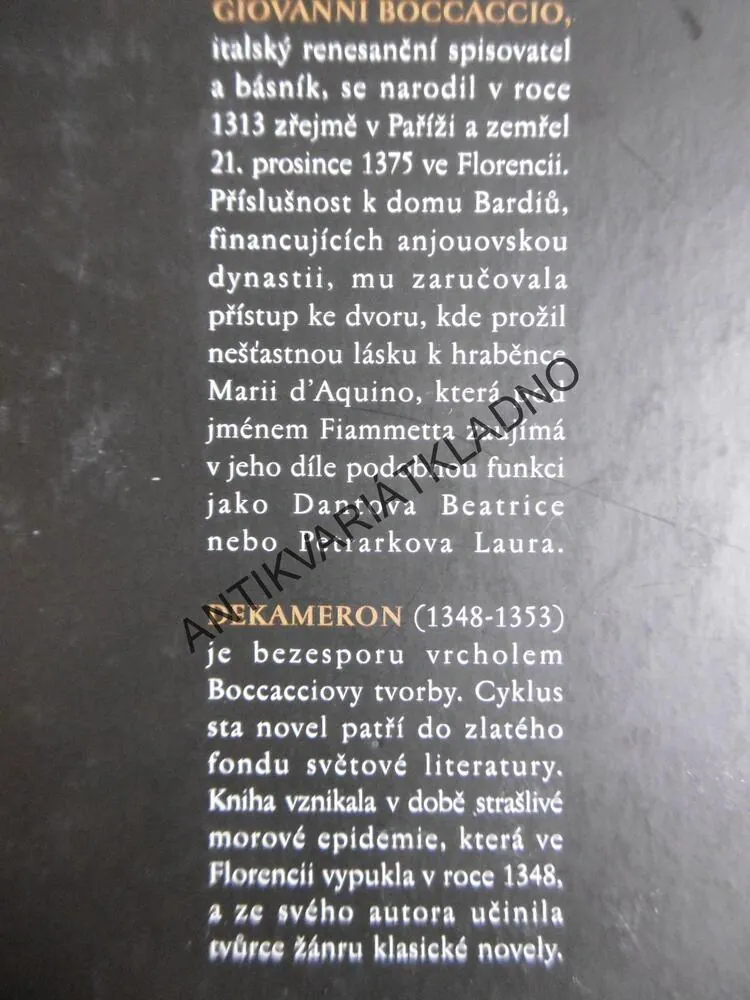 DEKAMERON, GIOVANNI BOCCACCIO, **an